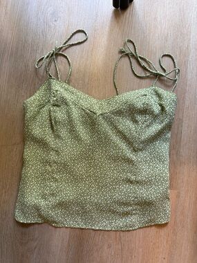 Abercrombie & Fitch Olive Green Floral Tie-Strap Cami